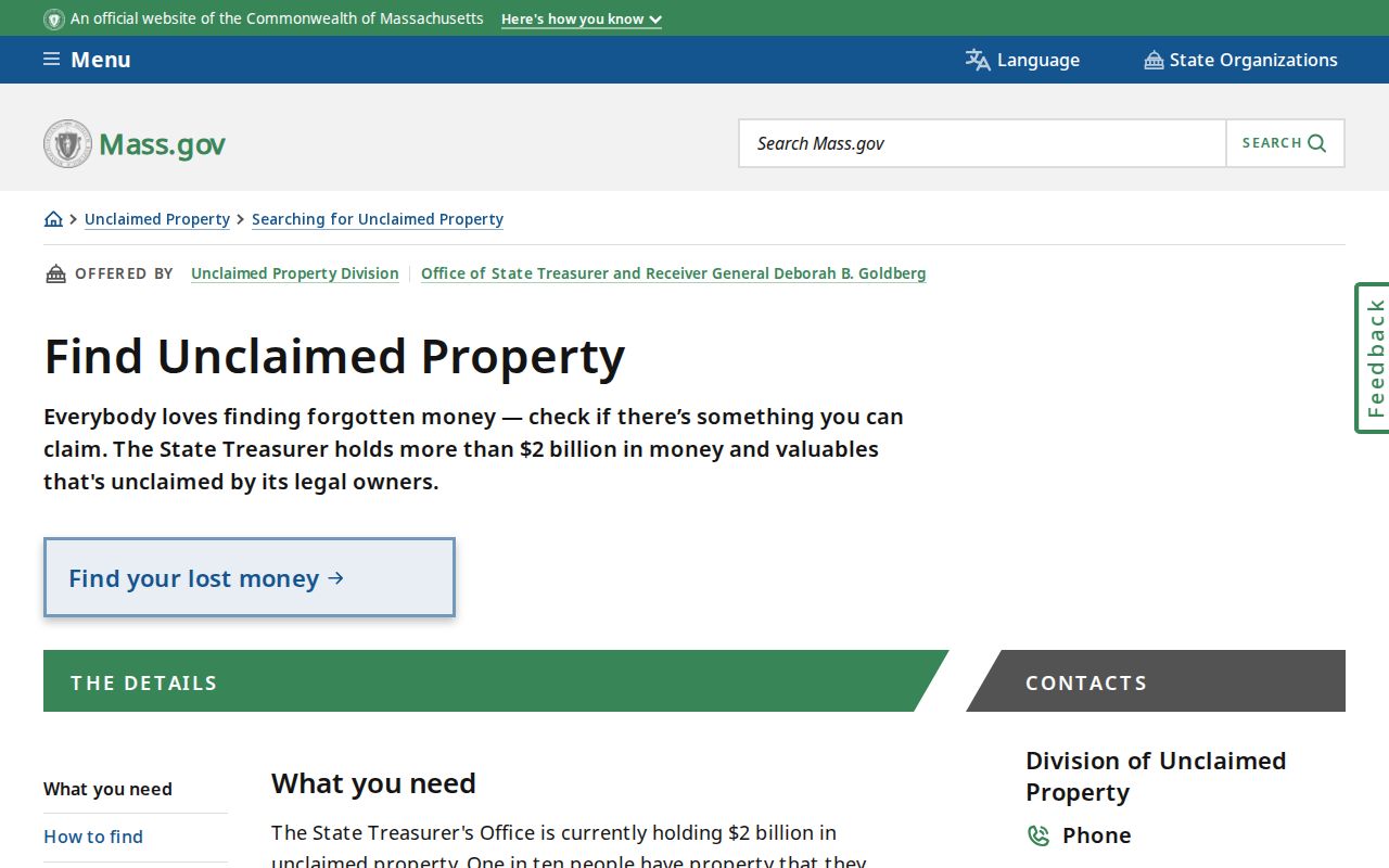Weymouth residents directory Massachusetts unclaimed property search
