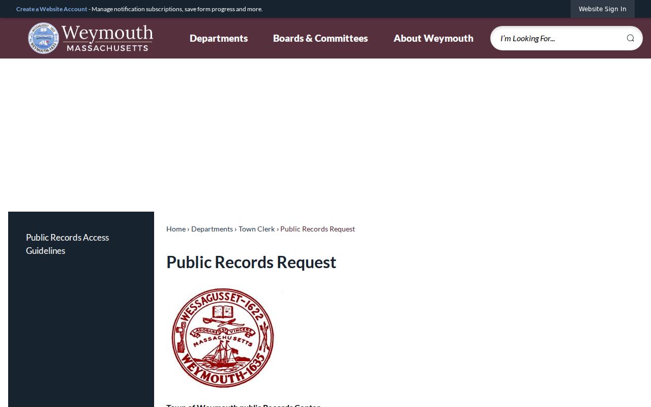 Weymouth residents directory public records request center